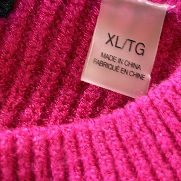 Tahari Electric Pink Ribbed Crew Neck Sweater Size XL Viscose Polyester Nylon - Picture 9 of 12